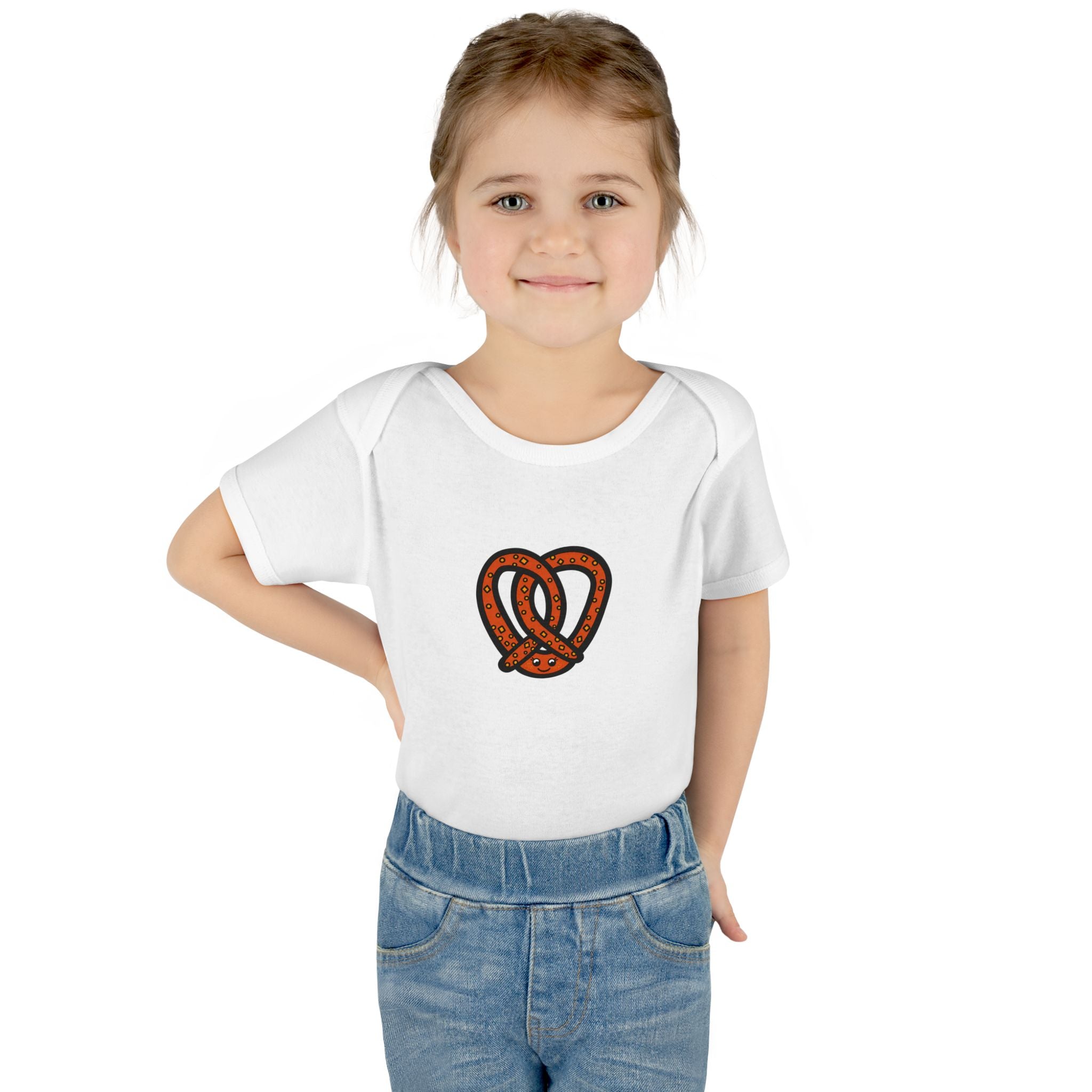 Hand-Drawn Salted Pretzel Infant Bodysuit | Baby Snack Food Illustration