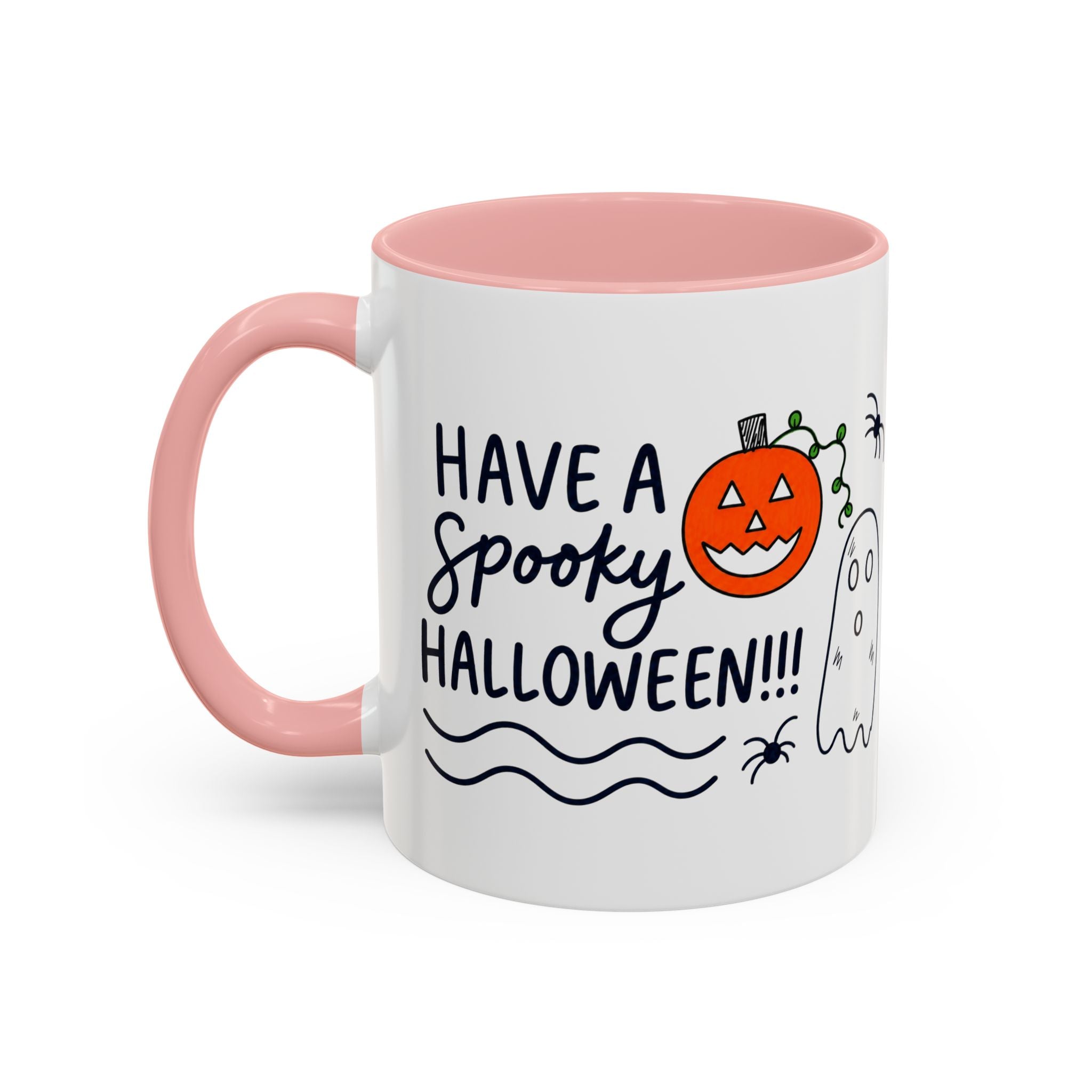 Hand-Drawn Spooky Halloween spiders ghost pumpkin Mug | Accent Coffee Mug 11oz 15oz