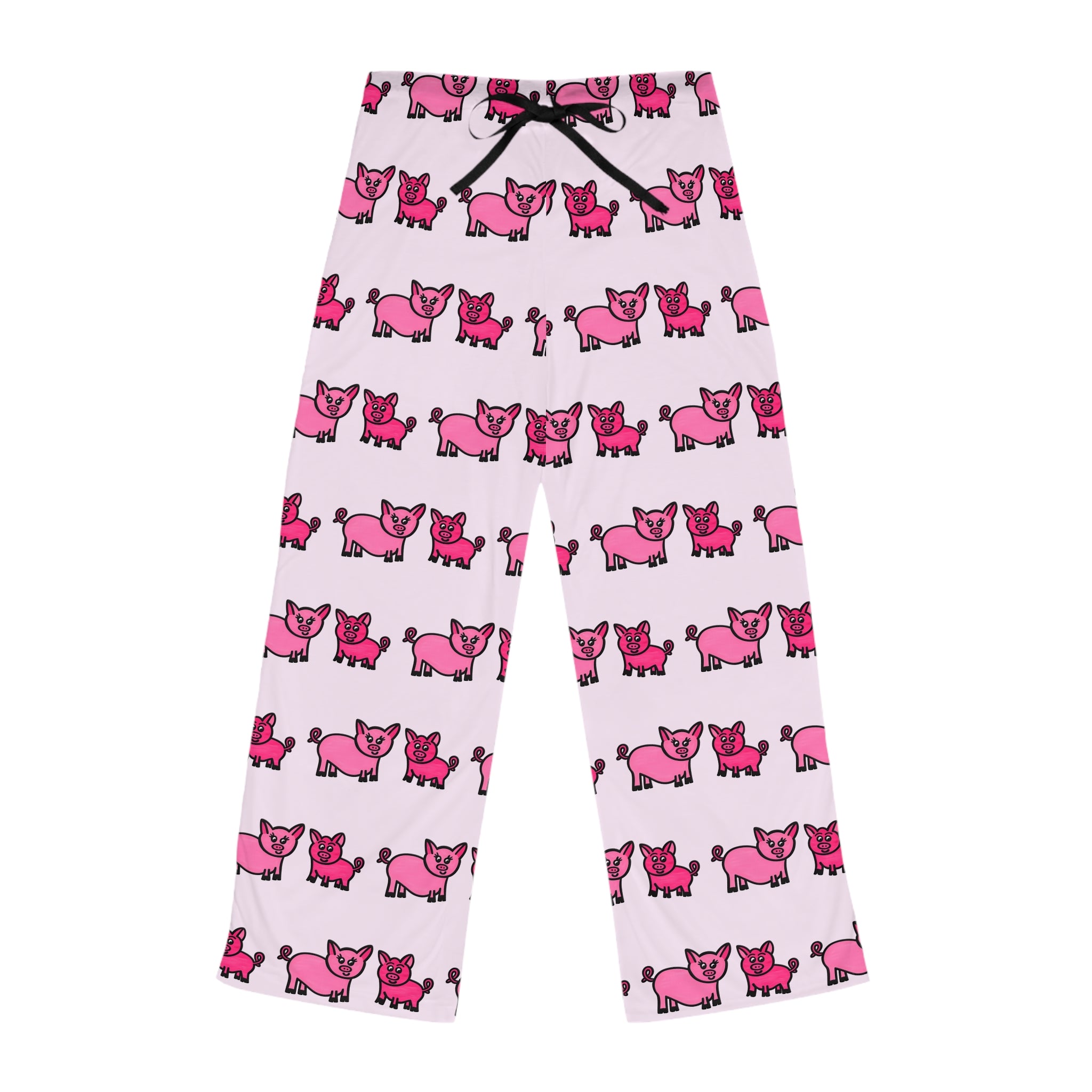 Hand-Drawn Cute Pink Pig Pattern Pajama Pants | All-Over Print Lounge Pants