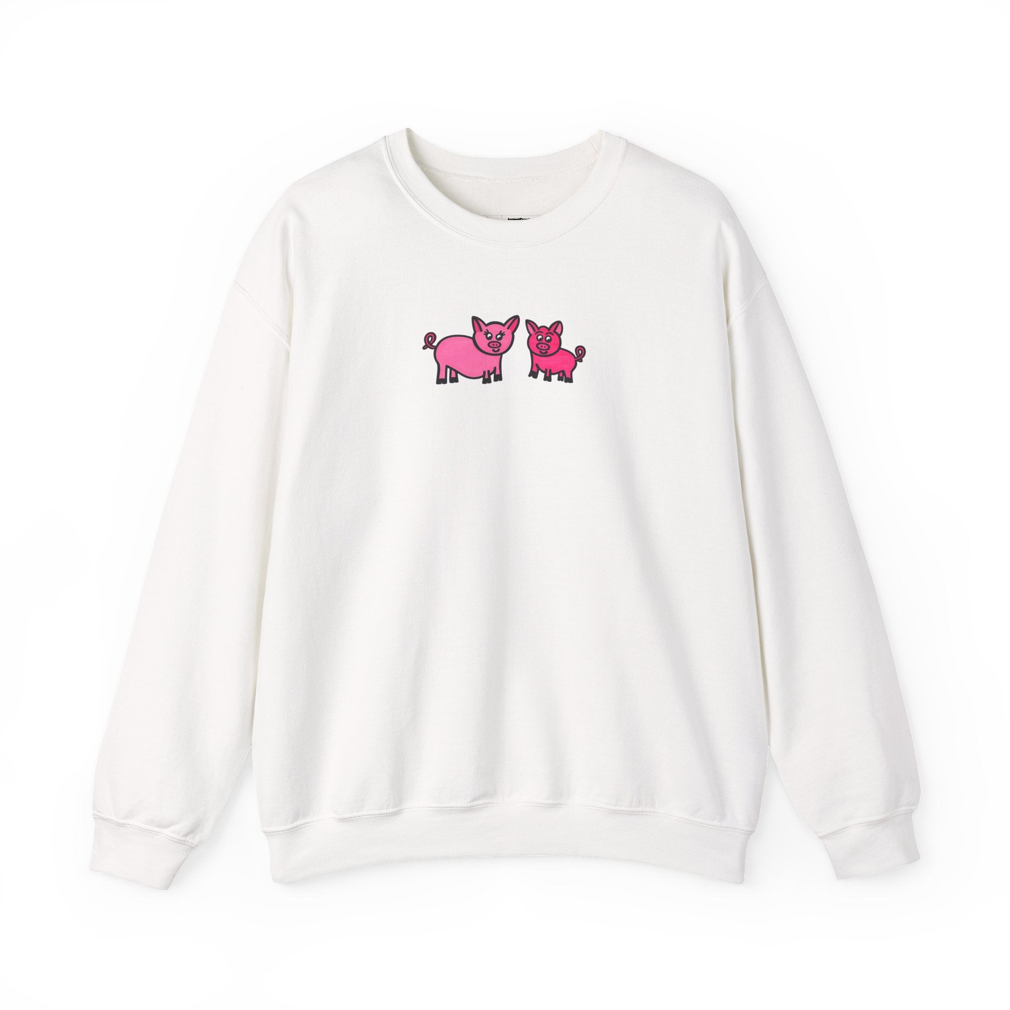 Hand-Drawn Pink Pig Family sweatshirt | Cute Farm Animal Crewneck