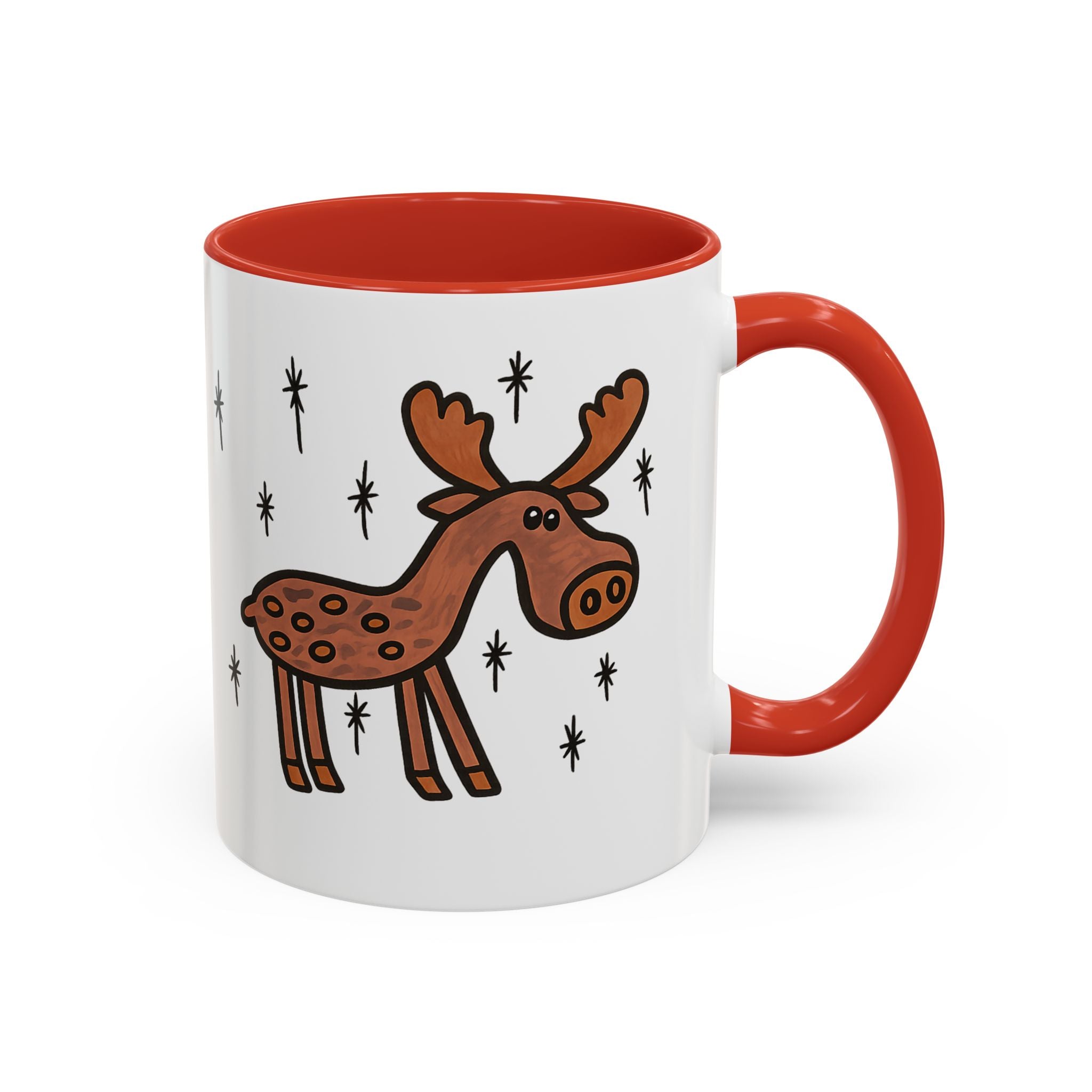 Hand-Drawn Retro Woodland Moose Mug | Accent Coffee Mug 11oz 15oz