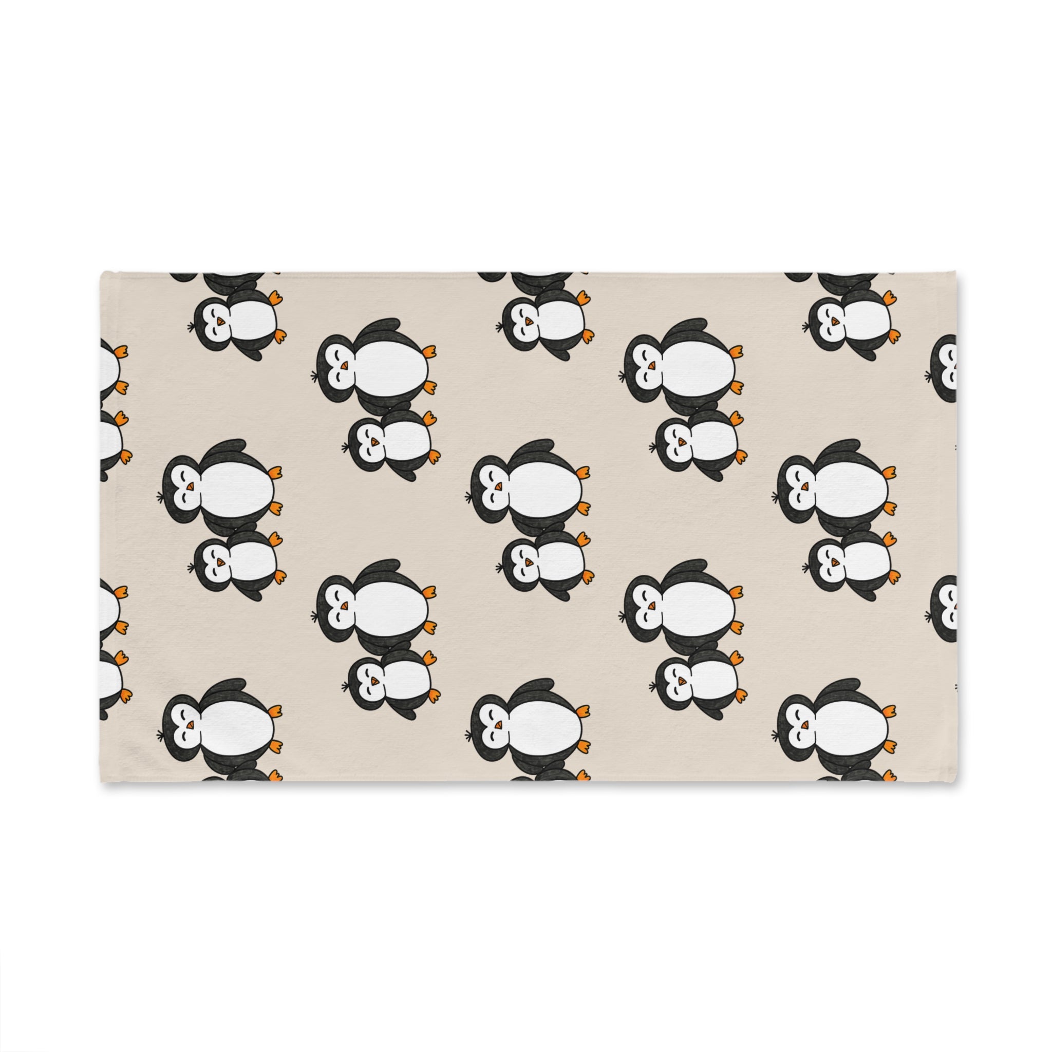 Hand-Drawn Cute Penguin Pattern Hand Towel | Cartoon Penguins Kitchen or Bathroom
