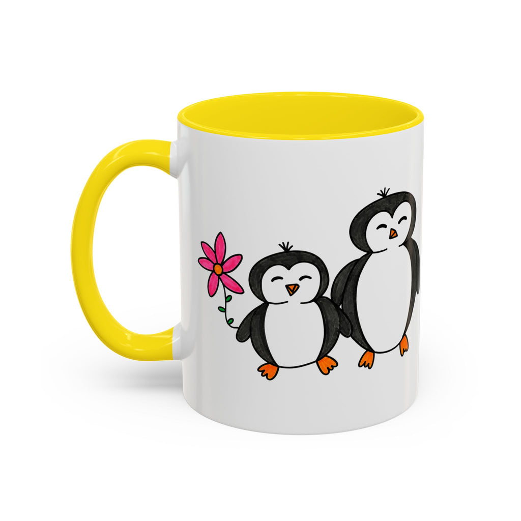 Hand-Drawn Cute Penguin Family Mug | Accent Coffee Mug