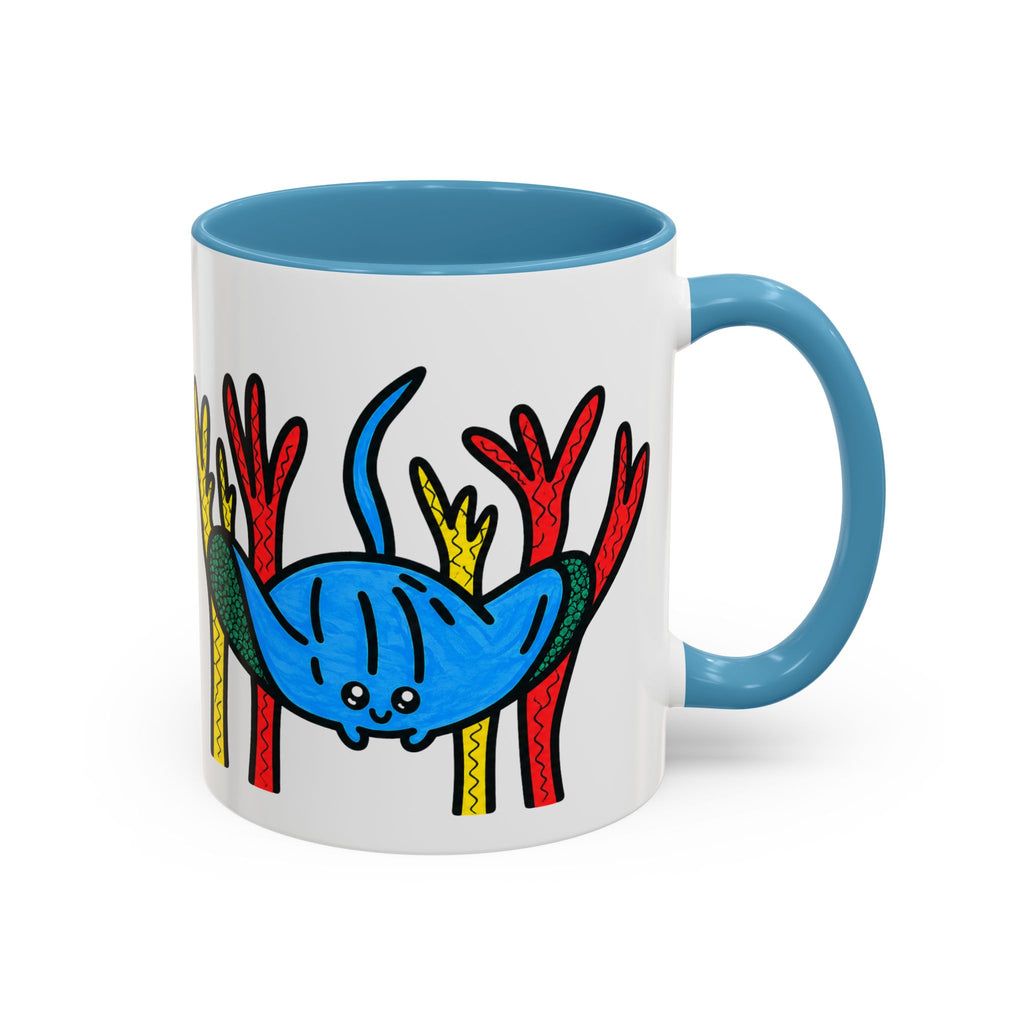 Hand-Drawn Blue Stingray Illustration Mug | Accent Coffee Mug (11, 15oz)