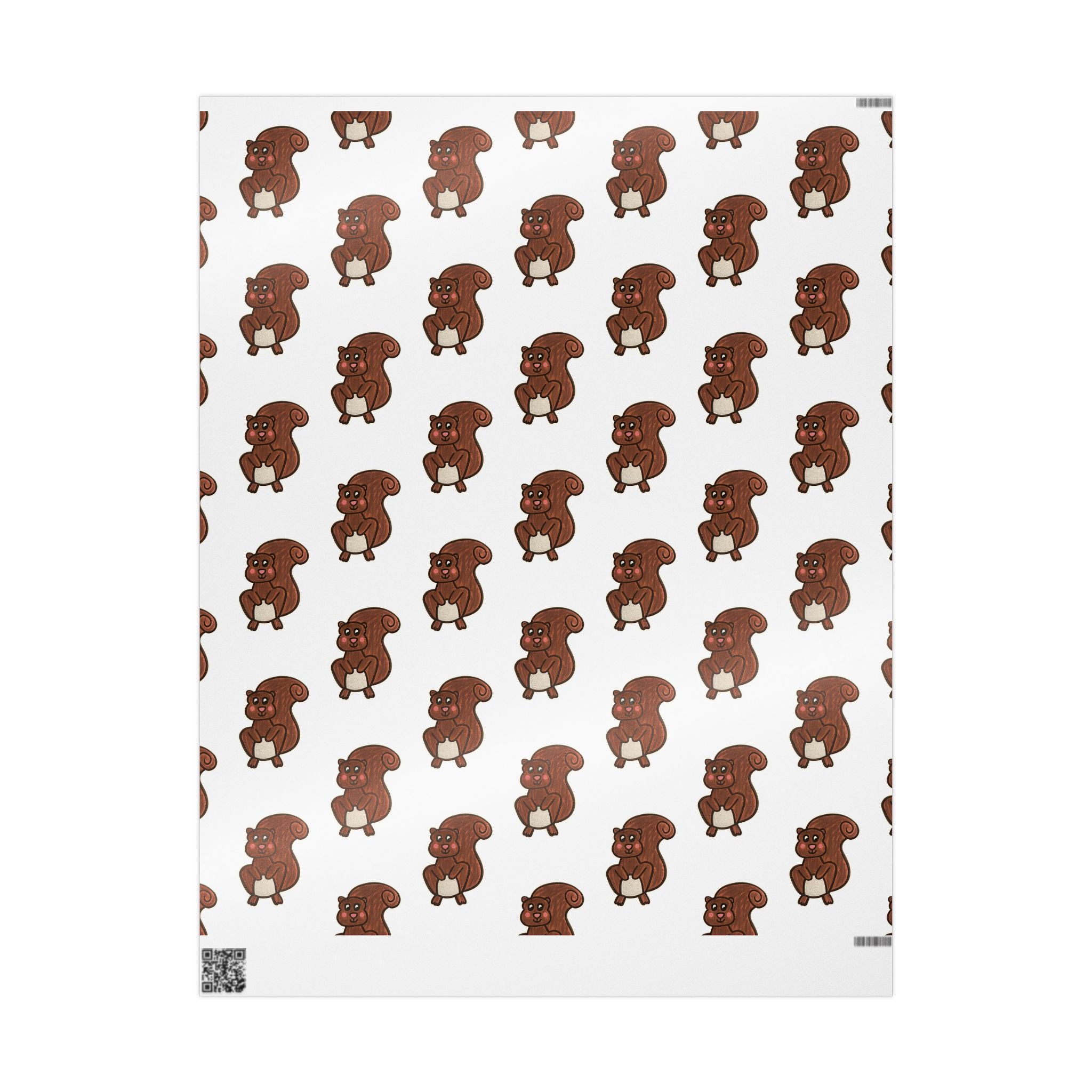 Hand-Drawn Cute Brown Squirrel Pattern Wrapping Paper | Repeat Animal Print
