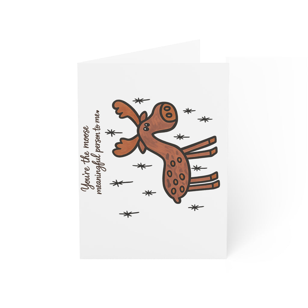 Hand-Drawn Cute Moose Illustration Greeting Card | Blank Inside, Holiday Note Card