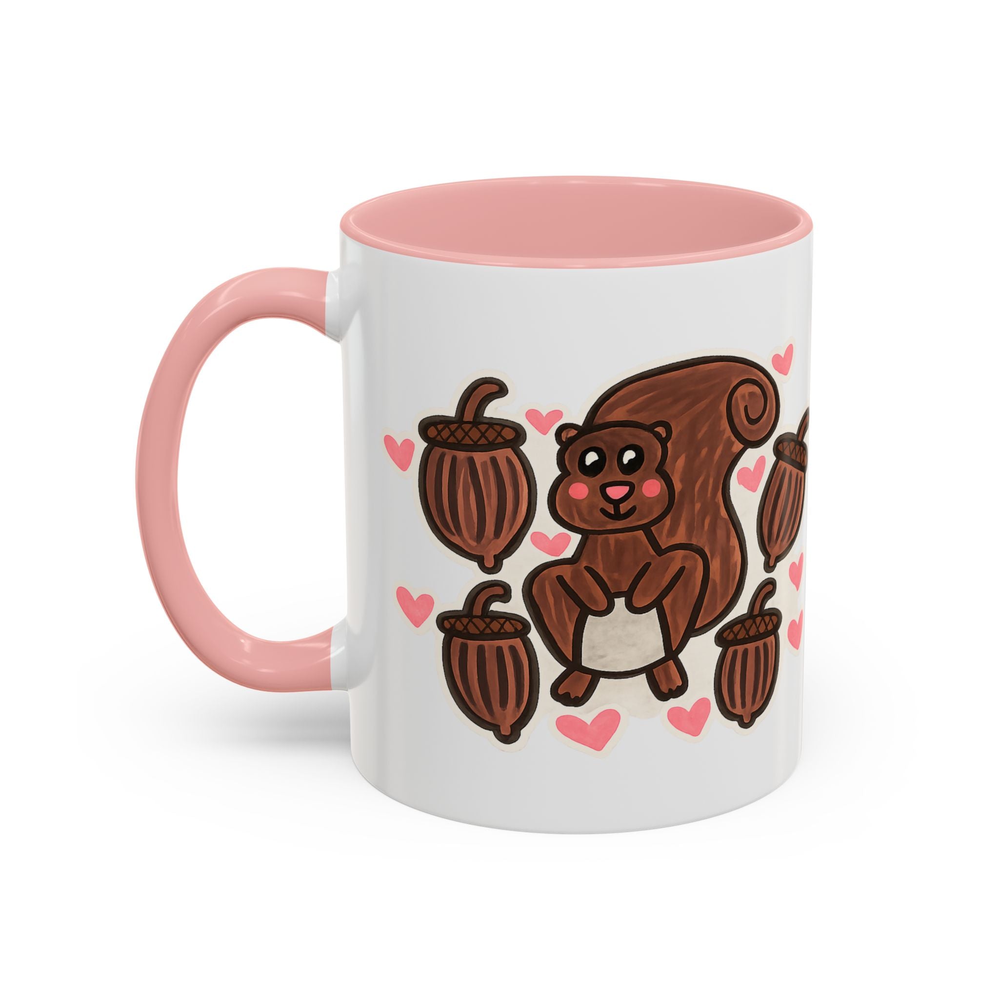 Hand-Drawn Cute Squirrel with Acorns Mug | Accent Coffee Mug