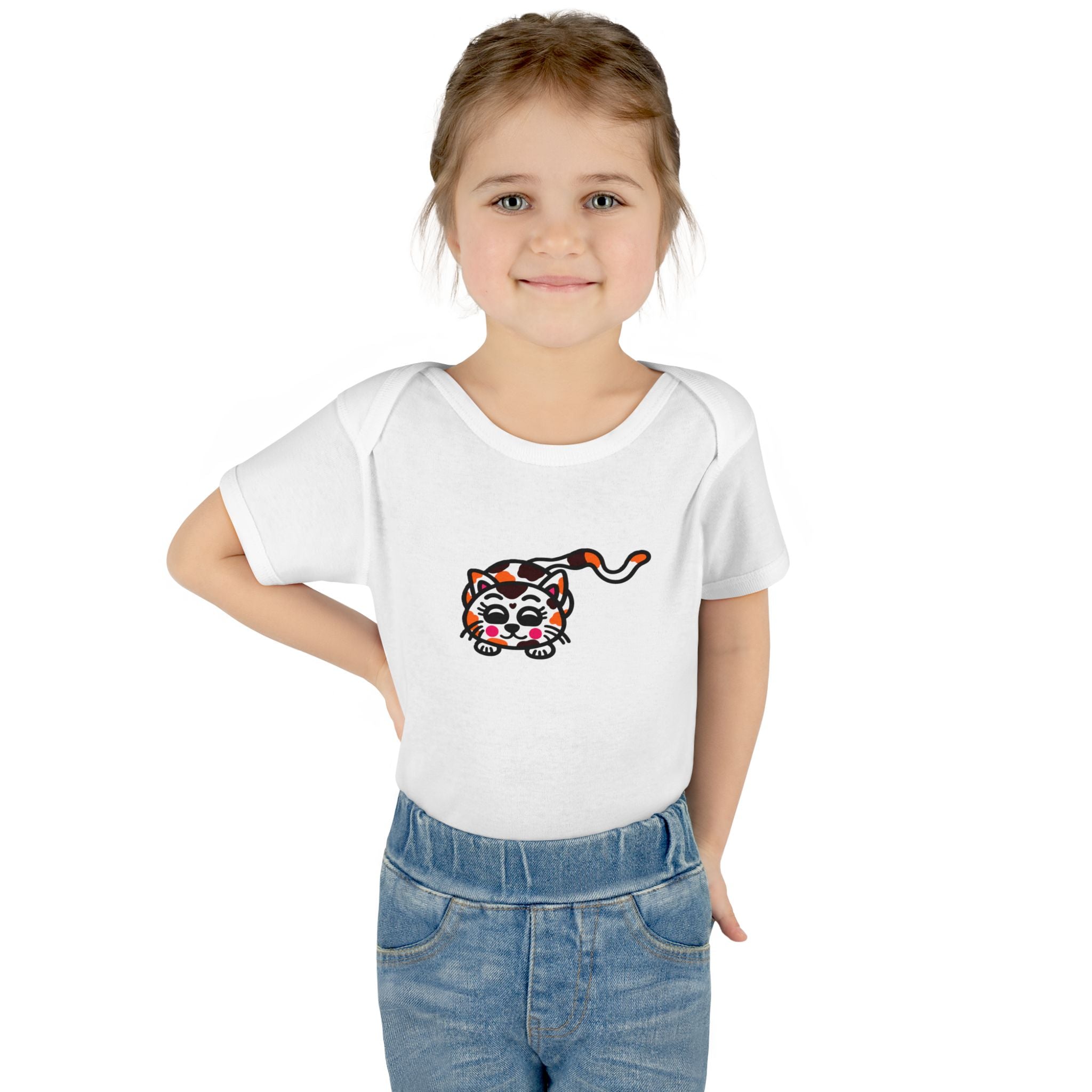 Hand-Drawn Cute Calico Cat Infant Bodysuit | Cute Kitten Baby Onesie