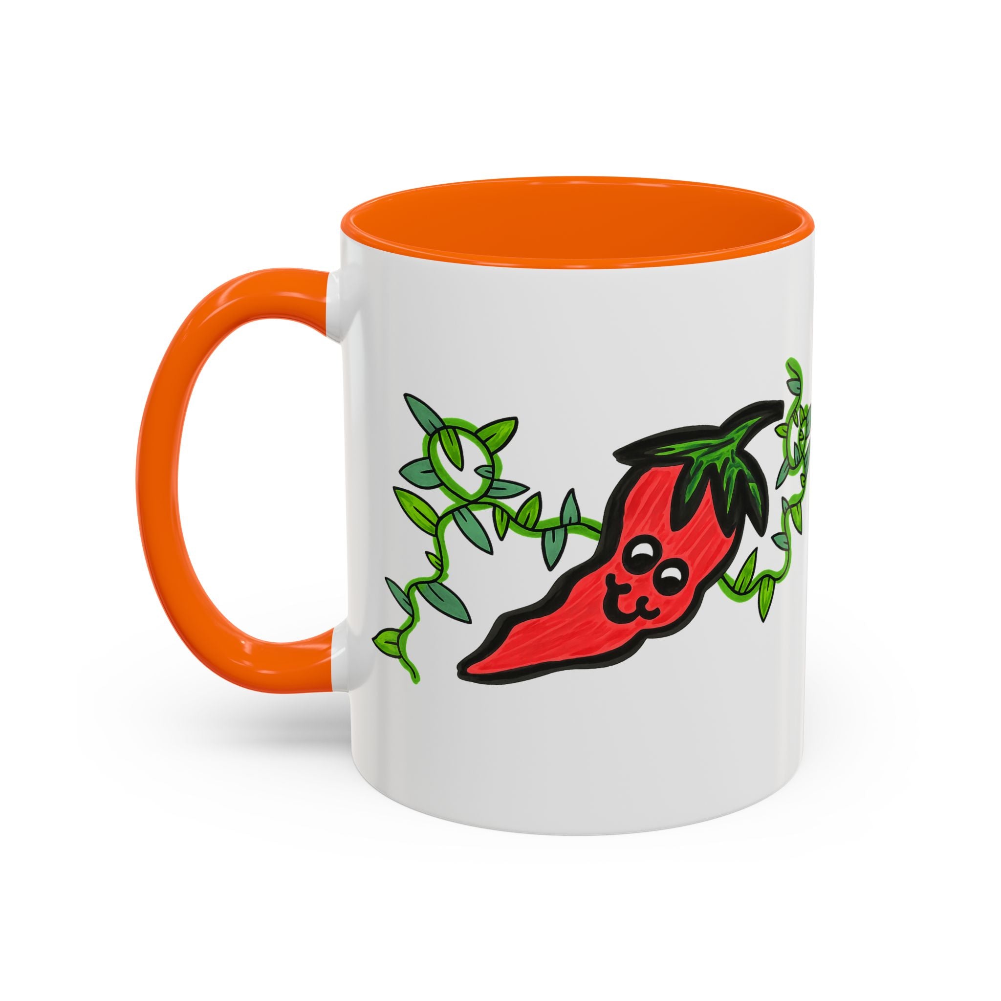 Hand-Drawn Cute Chili Pepper Vine Coffee Mug | Hot Veggie Accent Mug