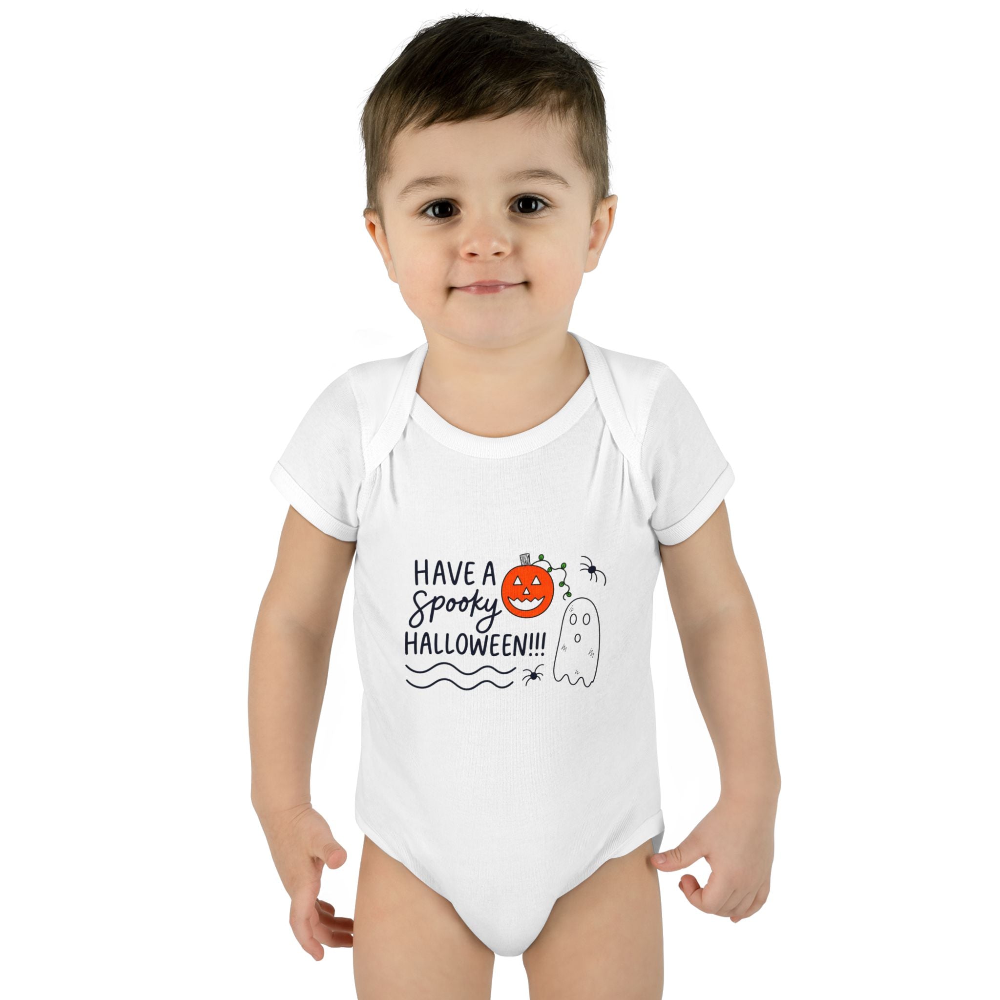 Hand-Drawn Have a Spooky Halloween ghost pumpkin infant bodysuit | Halloween baby onesie