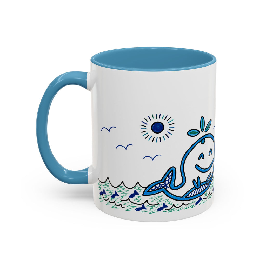 Hand-Drawn Smiling Whale Ocean Mug | Accent Coffee Mug 11oz 15oz