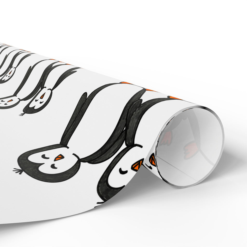 Hand-Drawn Penguin Pattern Wrapping Paper | Cute Penguin Family Gift Wrap