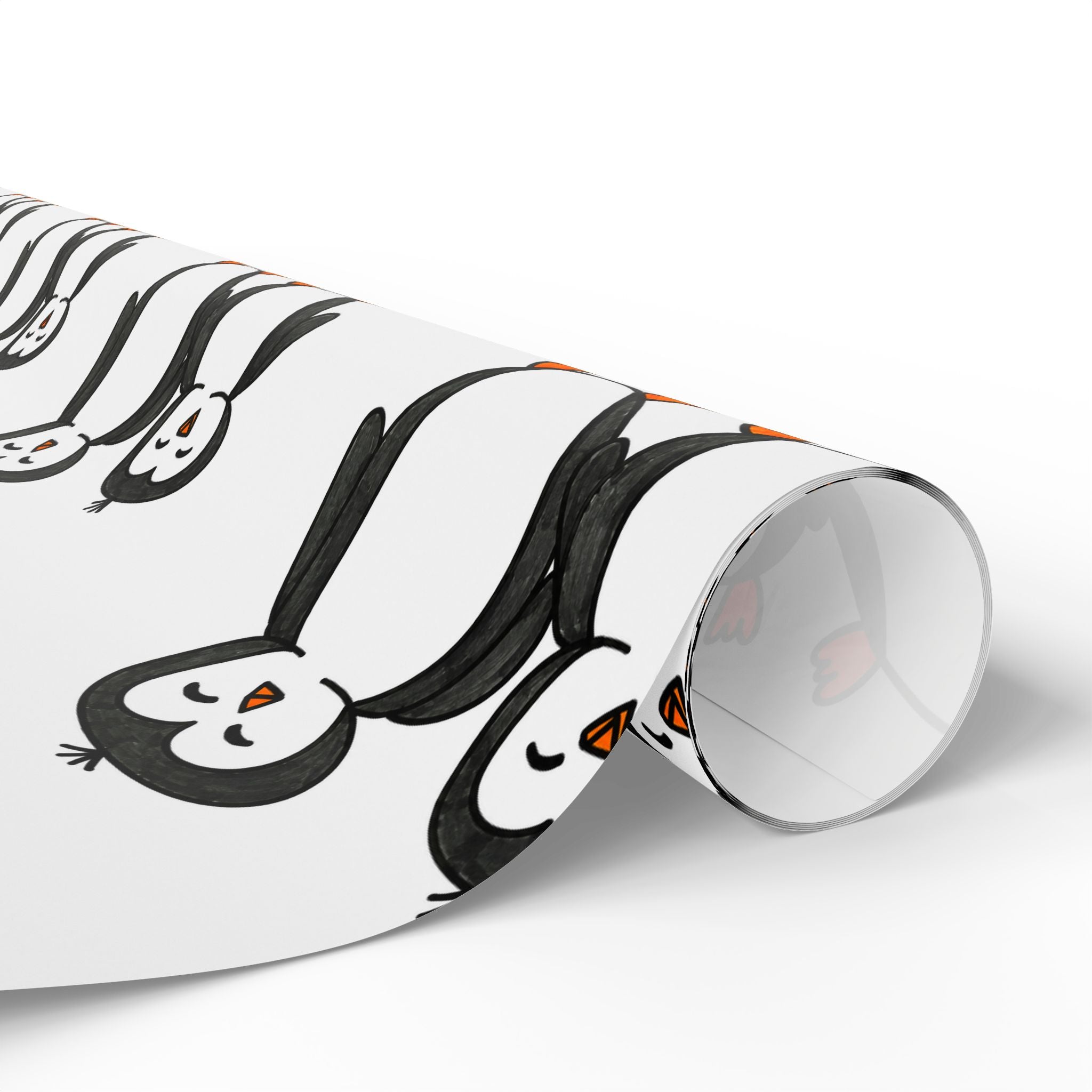 Hand-Drawn Penguin Pattern Wrapping Paper | Cute Penguin Family Gift Wrap