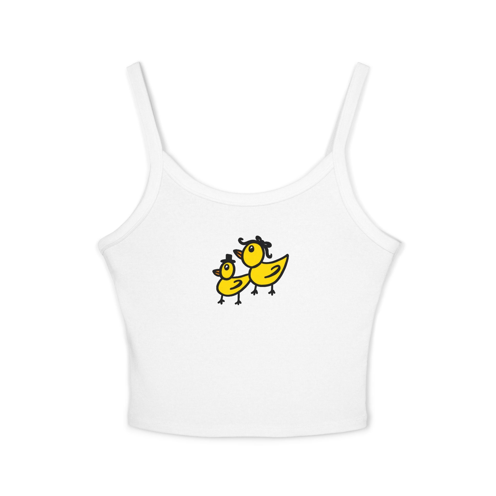 Hand-Drawn Cute Duckling Duo Illustration Tank Top | Small Yellow Ducks Graphic