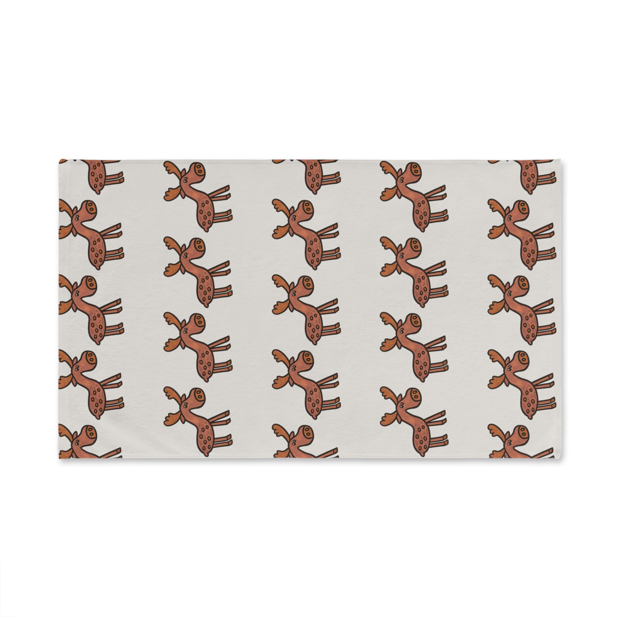 Hand-Drawn Cute Moose Pattern Hand Towel | Woodland Animal Kitchen Towel