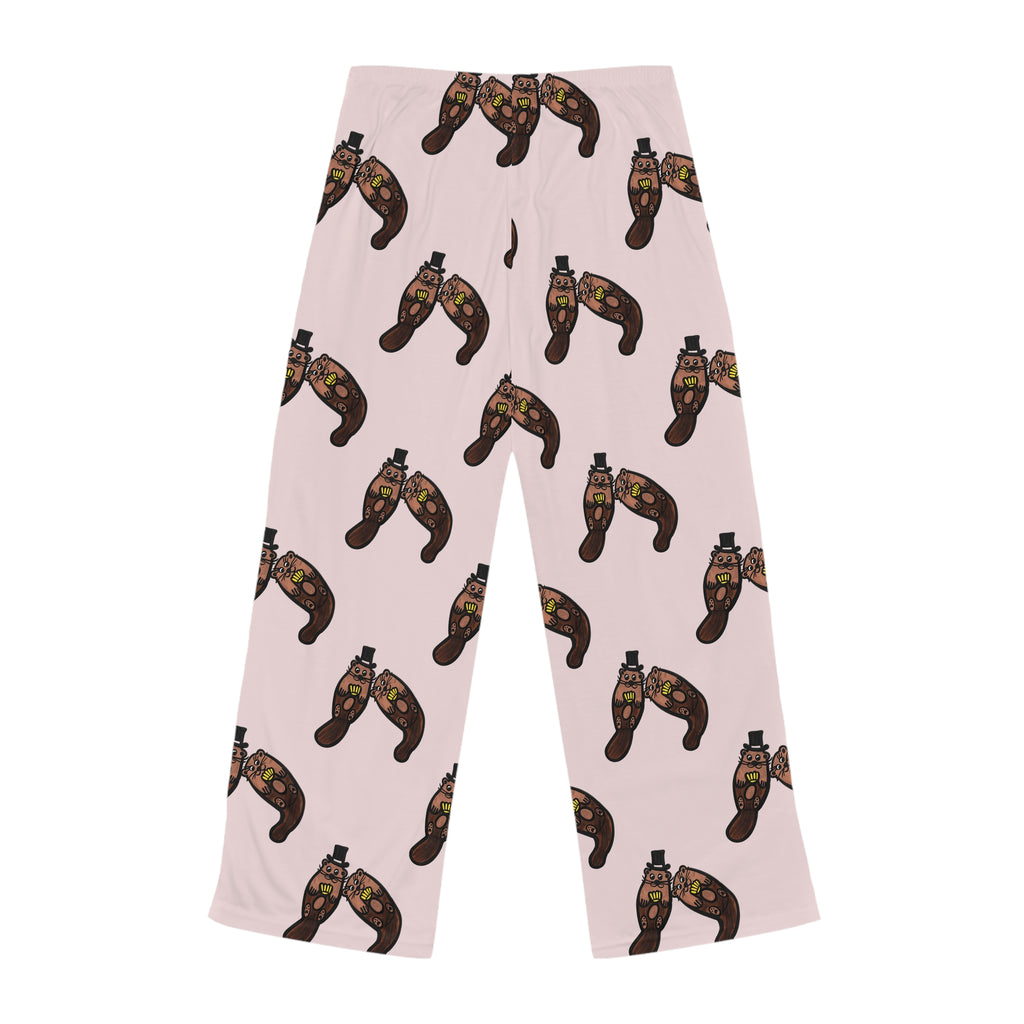 Hand-Drawn Cute Coastal Otter Yellow Seashell Pajama Pants