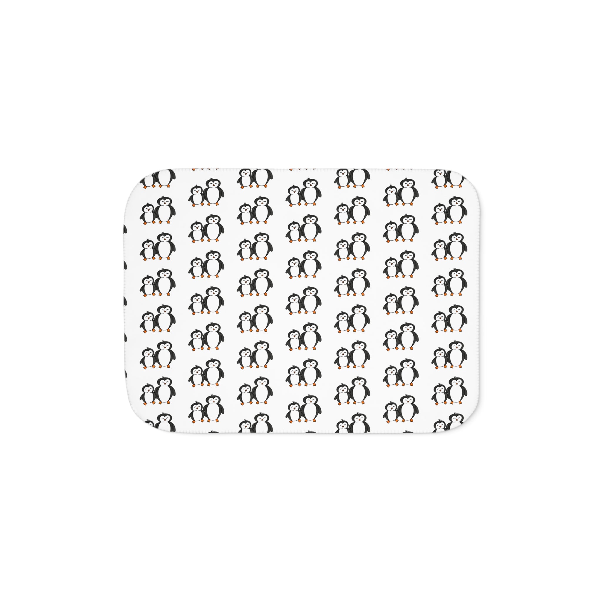 Hand-Drawn Penguin Pattern Sherpa Blanket | Cute Winter Animal Print