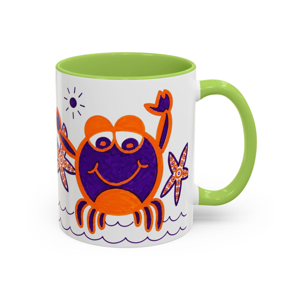 Hand-Drawn Playful Purple Orange Crab mug | Accent Coffee Mug