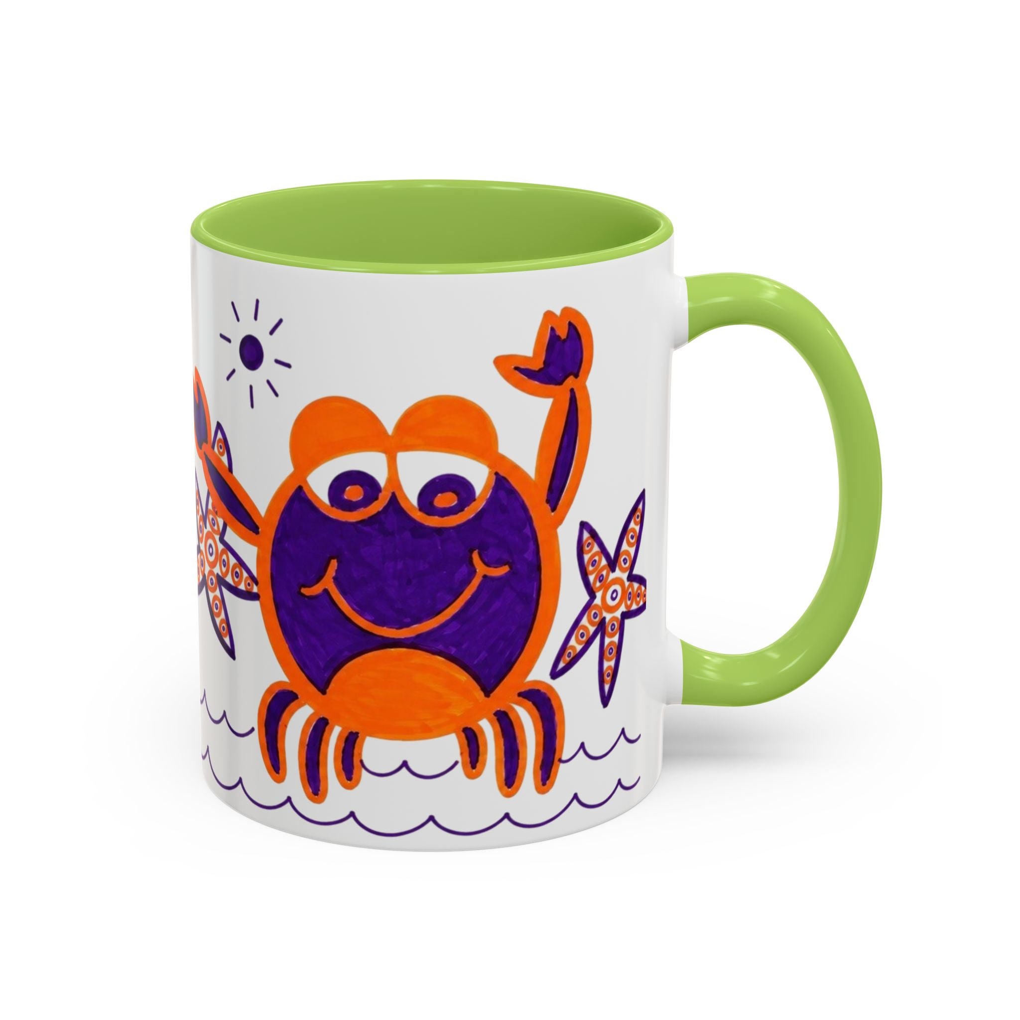 Hand-Drawn Playful Purple Orange Crab mug | Accent Coffee Mug