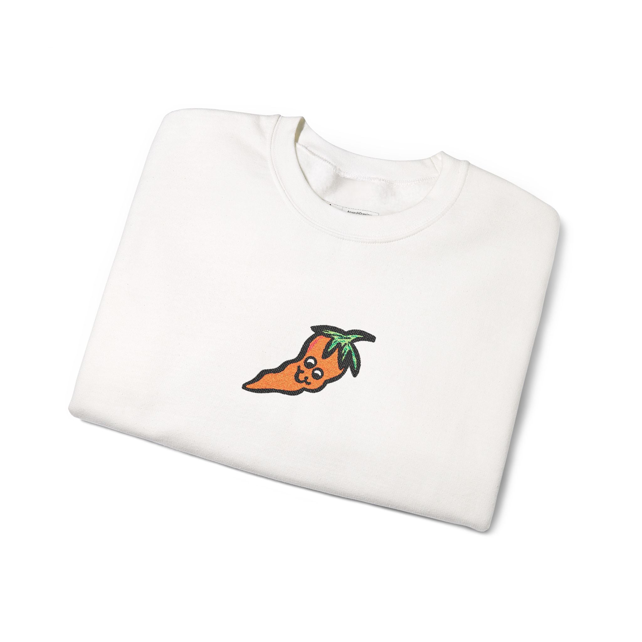 Hand-Drawn Cute Chili Pepper Sweatshirt | Small Embroidered Hot Veggie Graphic