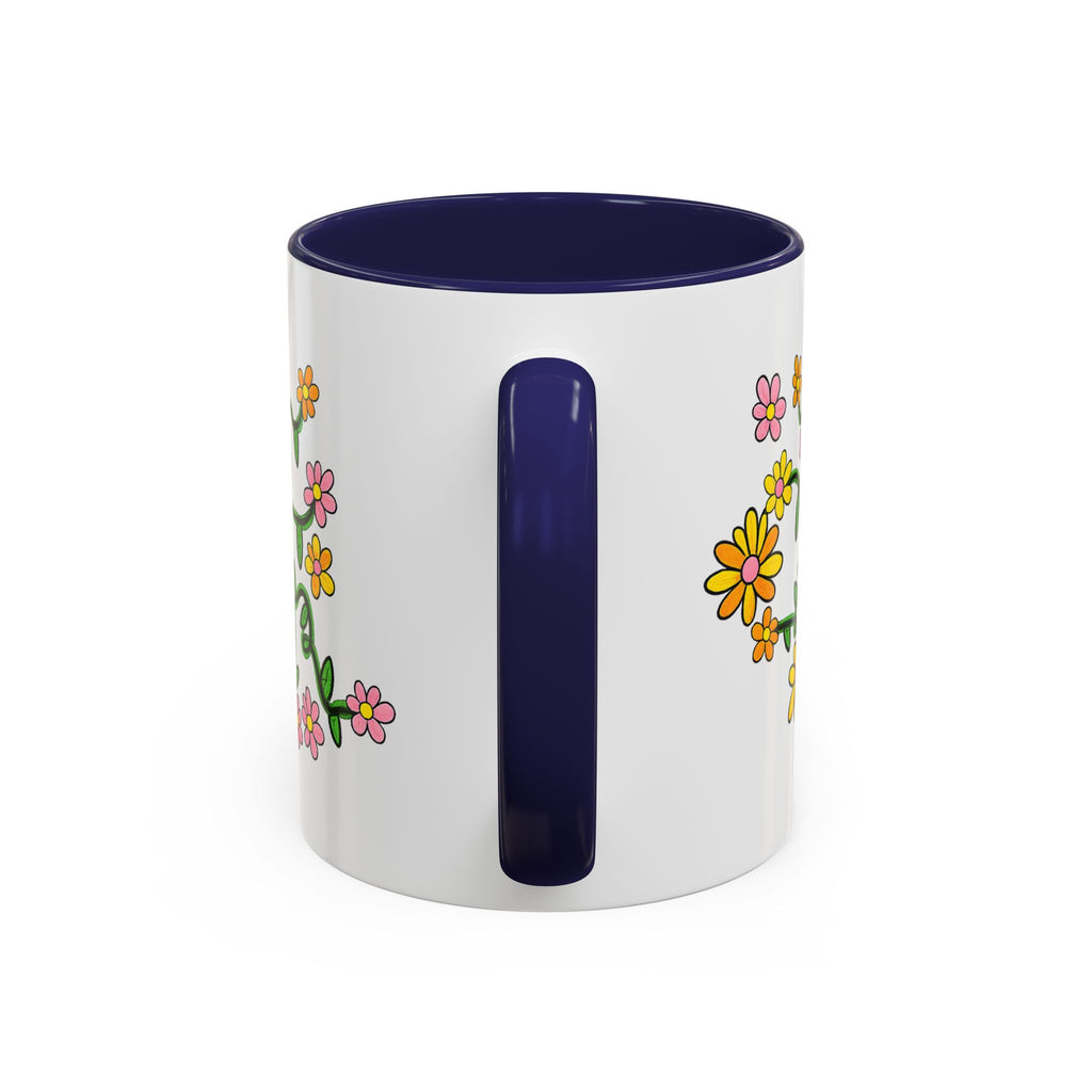 Hand-Drawn Yellow Pink Orange Flower Vine Mug | Accent Coffee Mug