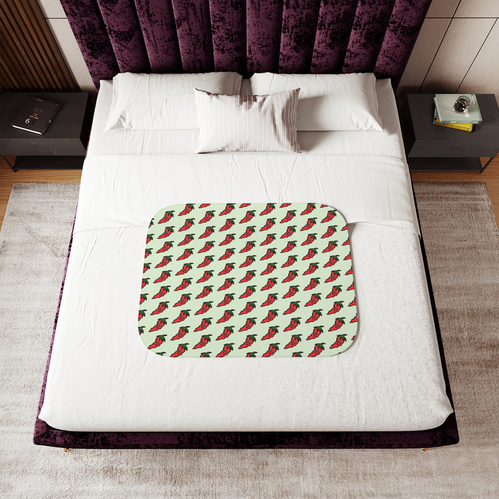 Hand-Drawn Cute Chili Pepper Pattern Sherpa Blanket | Repeating Whimsical Pepper Design