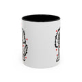 Hand-Drawn Fluffy Dog Red Collar Accent Coffee Mug | White Dog Illustration