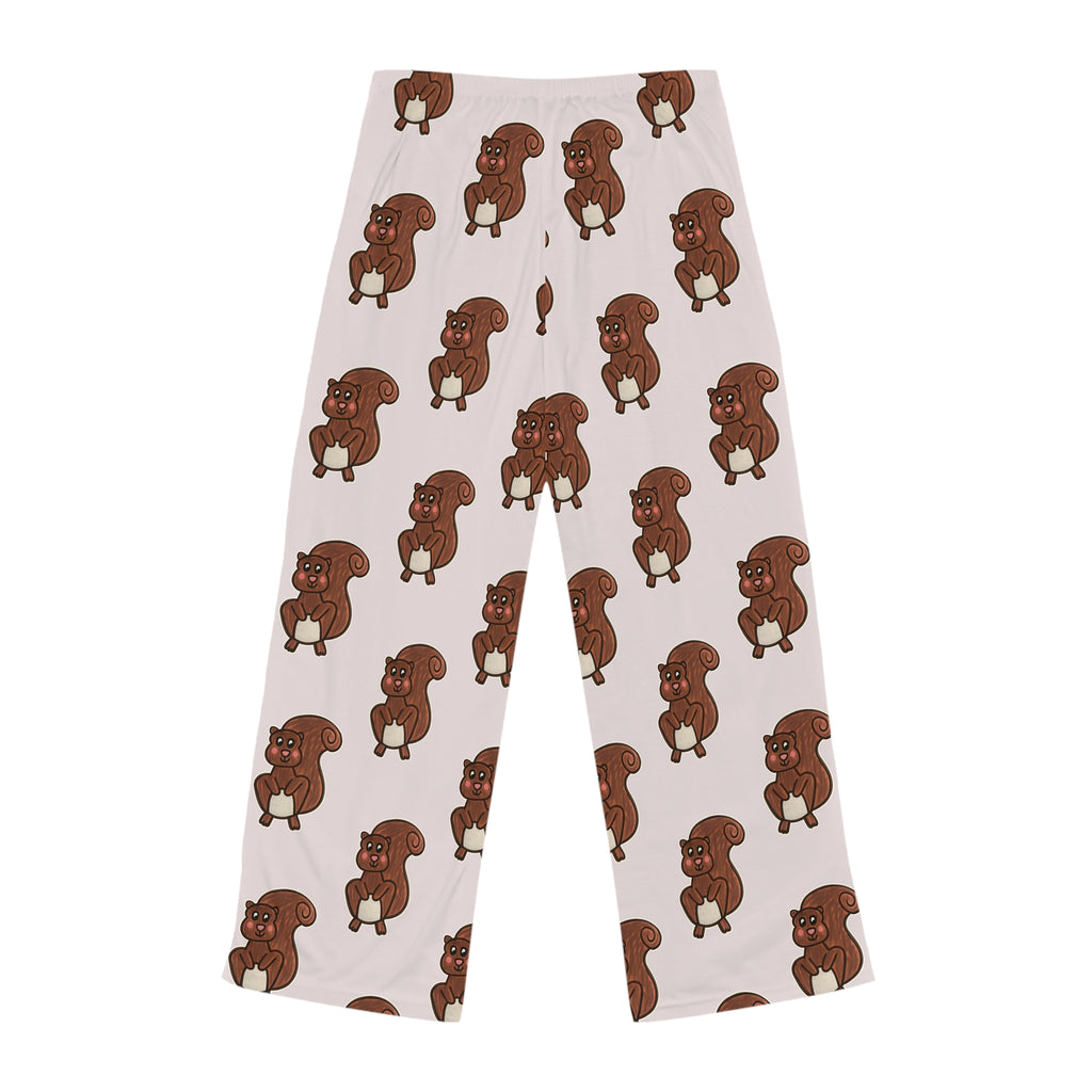 Hand-Drawn Cartoon Squirrel Pattern Pajama Pants | All-Over Print