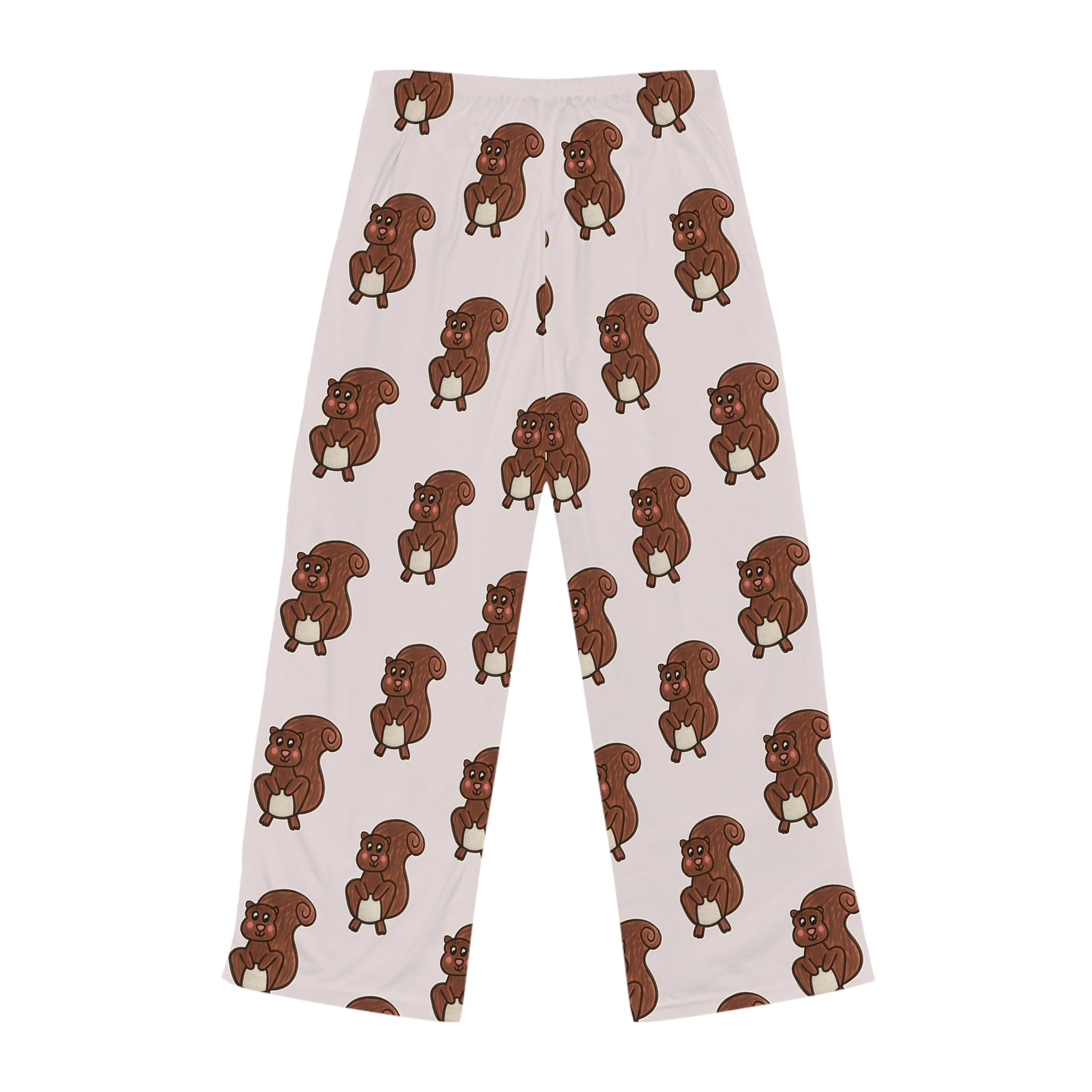 Hand-Drawn Cartoon Squirrel Pattern Pajama Pants | All-Over Print