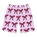 Hand-Drawn Pink Bow Pattern Board Shorts | All Over Print