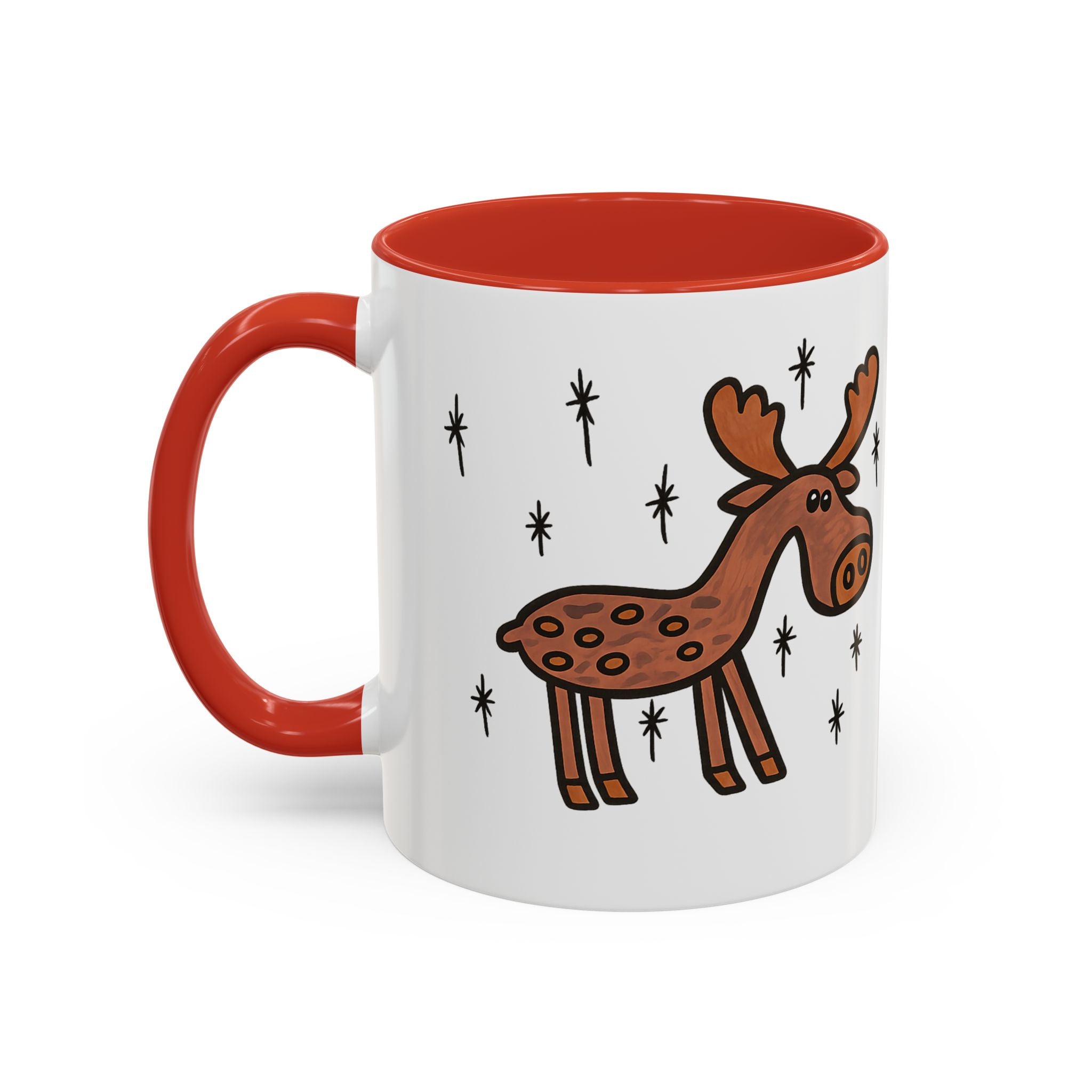 Hand-Drawn Retro Woodland Moose Mug | Accent Coffee Mug 11oz 15oz