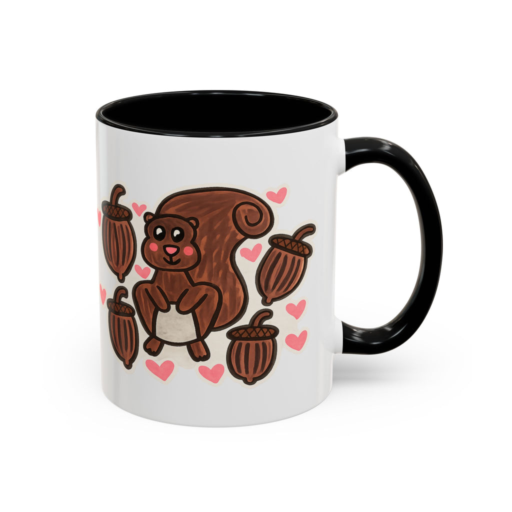 Hand-Drawn Cute Squirrel with Acorns Mug | Accent Coffee Mug