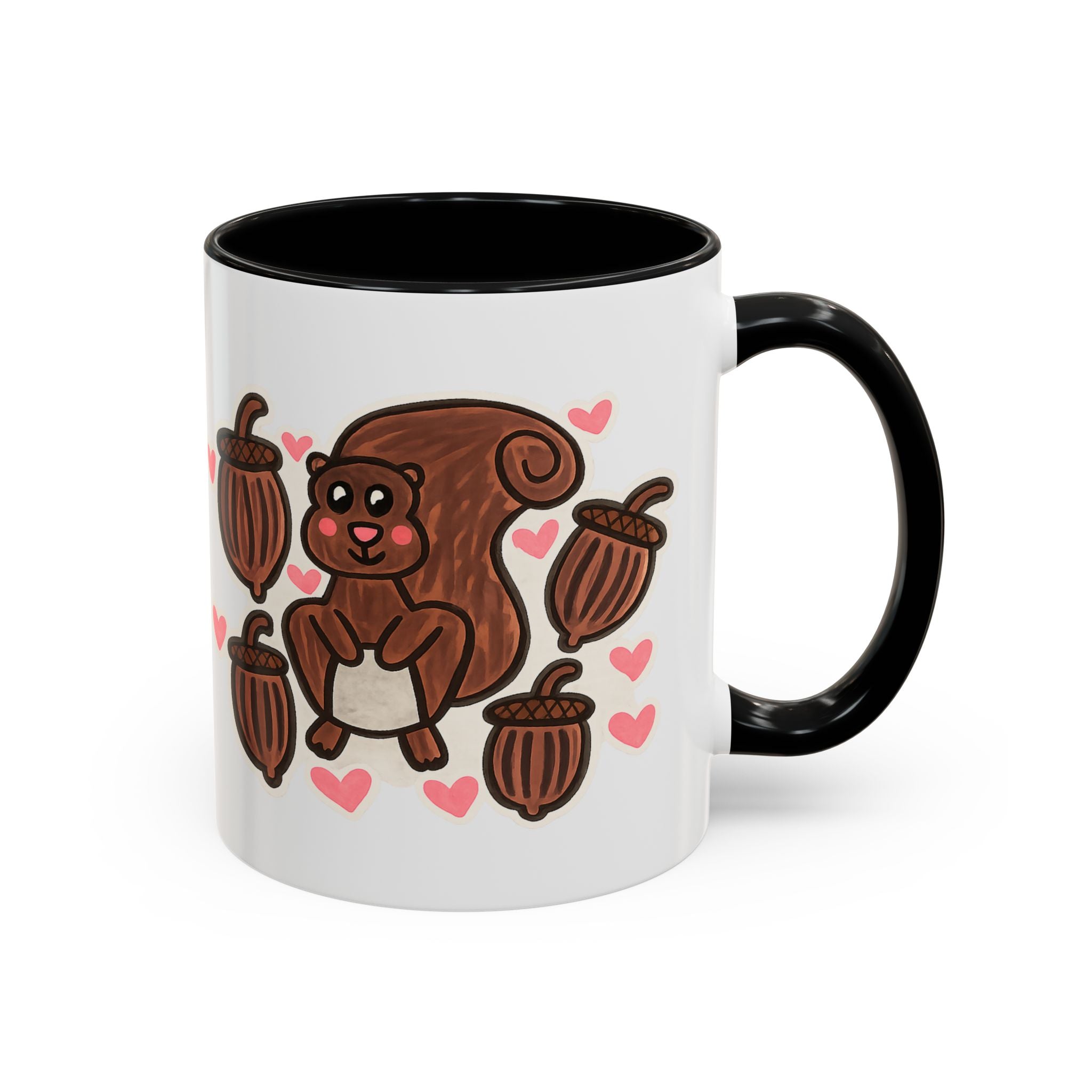 Hand-Drawn Cute Squirrel with Acorns Mug | Accent Coffee Mug