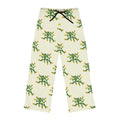 Hand-Drawn Yellow Orange and Pink Floral Vine Pajama Pants | Women's Lounge Trousers