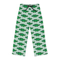 Hand-Drawn Green Cartoon Alligator Pajama Pants | Cute Repeating Gator Pattern