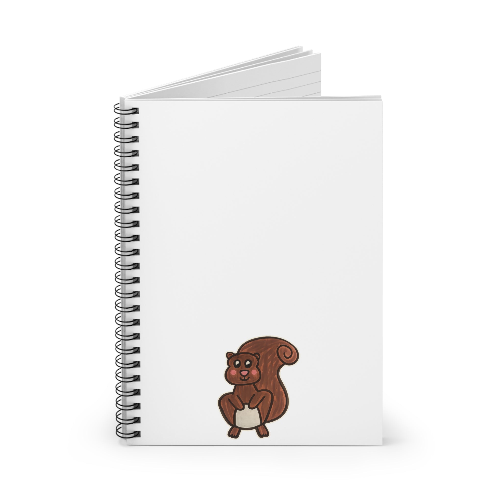Hand-Drawn Cute Brown Squirrel Illustration Spiral Notebook | Ruled