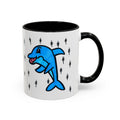 Hand-Drawn Cute Blue Dolphin Mug | Cartoon Dolphin Coffee Mug, Accent Inner Color