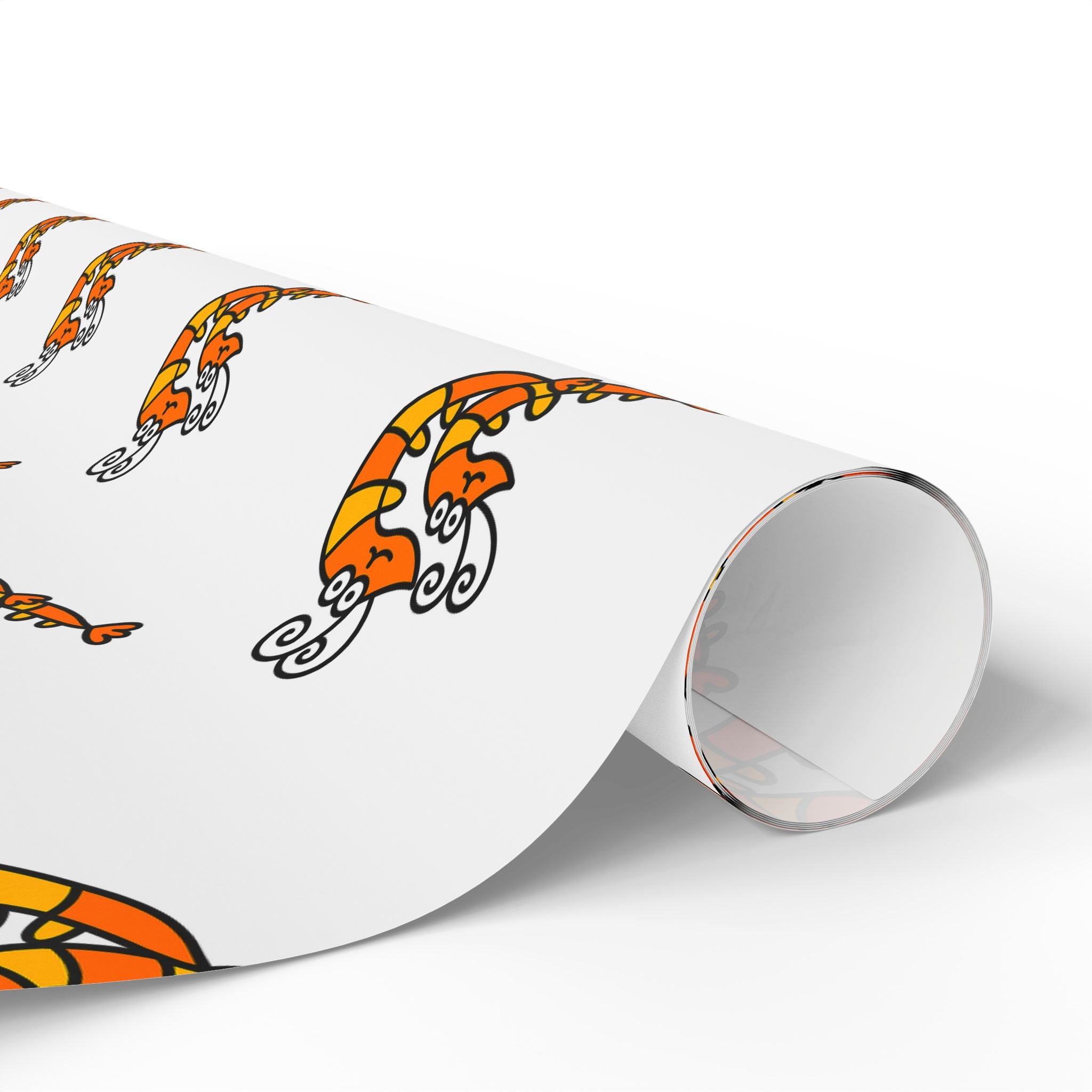 Hand-Drawn Orange Shrimp Ocean Pattern Wrapping Paper | Repeating Coastal Shrimp Illustration
