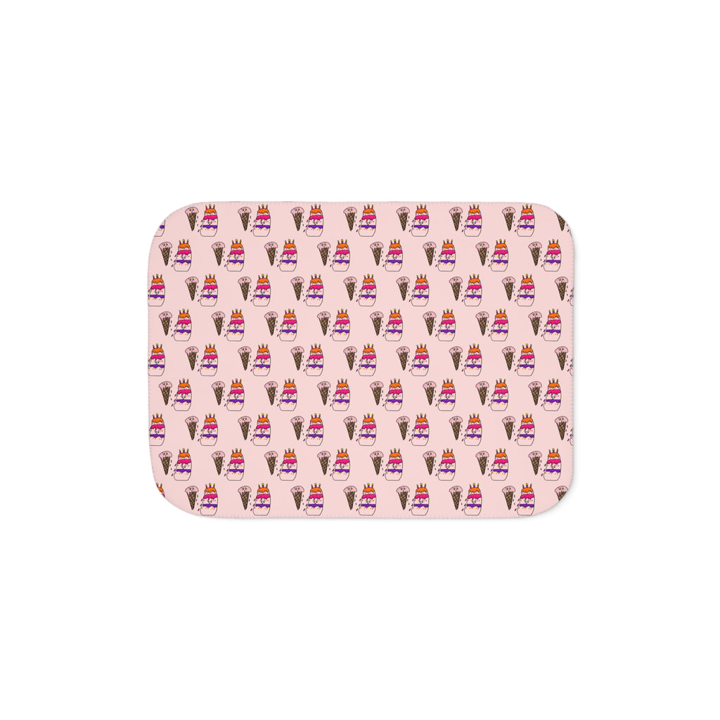 Hand-Drawn Pink Ice Cream Cone and Cake Pattern Sherpa Blanket | Cute Dessert Print