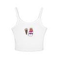 Hand-Drawn Ice Cream and Confetti Cake Tank Top | Cute Dessert/Birthday Cartoon Crop