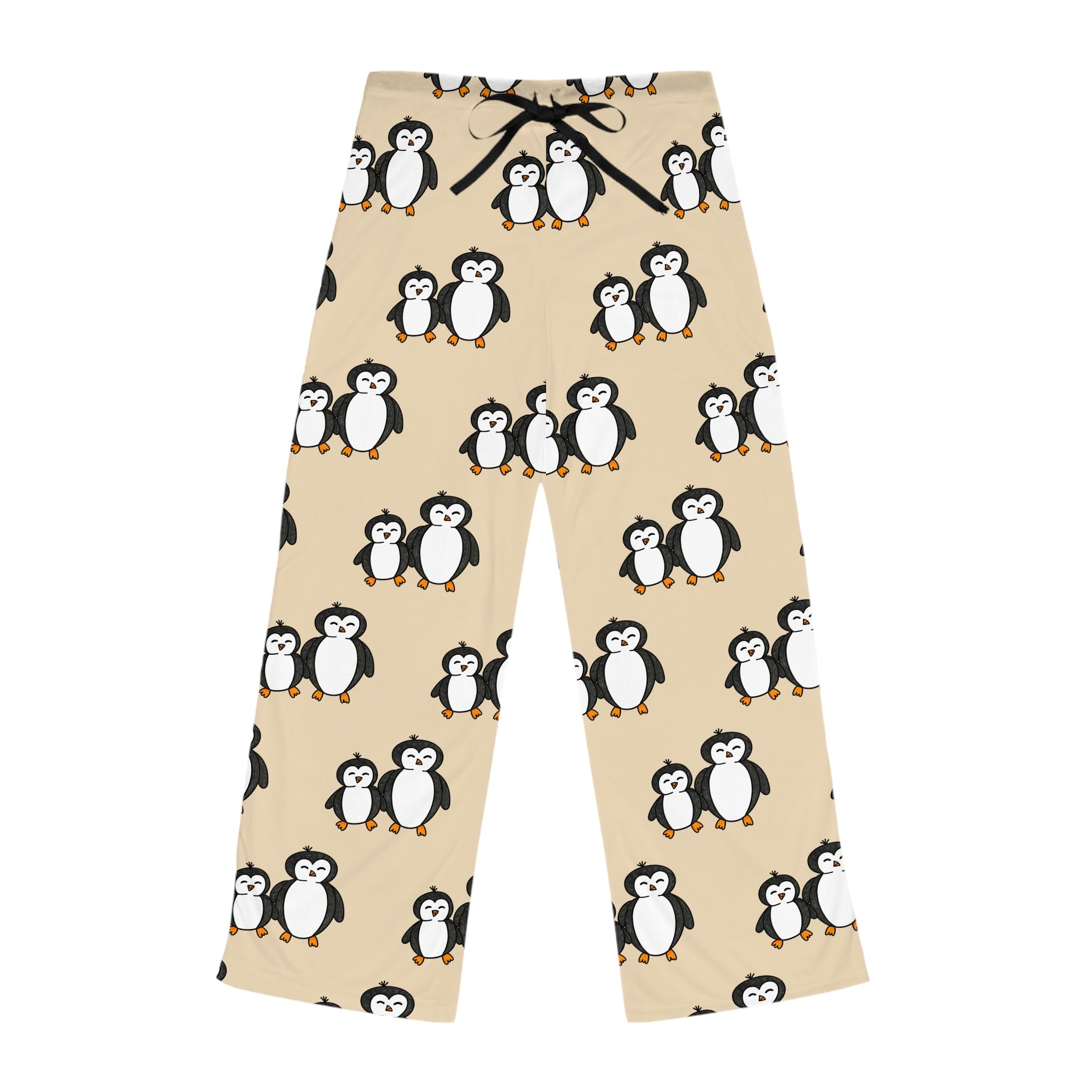 Hand-Drawn Cute Penguin Pattern Pajama Pants | All-Over Print