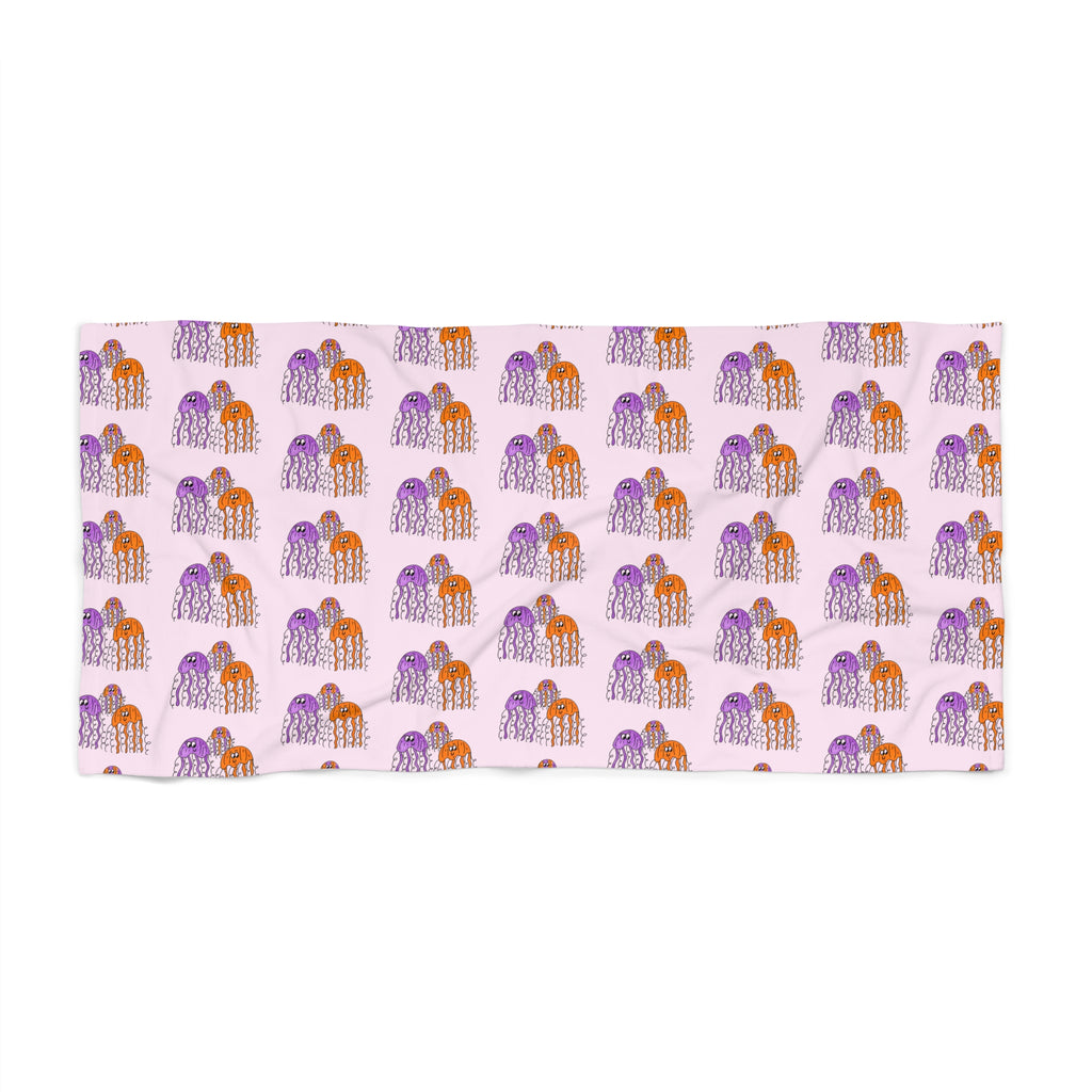 Hand-Drawn Colorful Jellyfish Pattern Beach Towel | Nautical Sea Creature Print