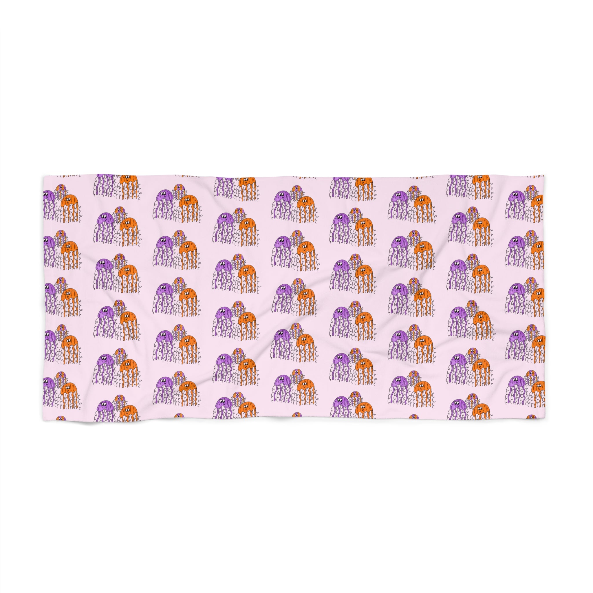 Hand-Drawn Colorful Jellyfish Pattern Beach Towel | Nautical Sea Creature Print