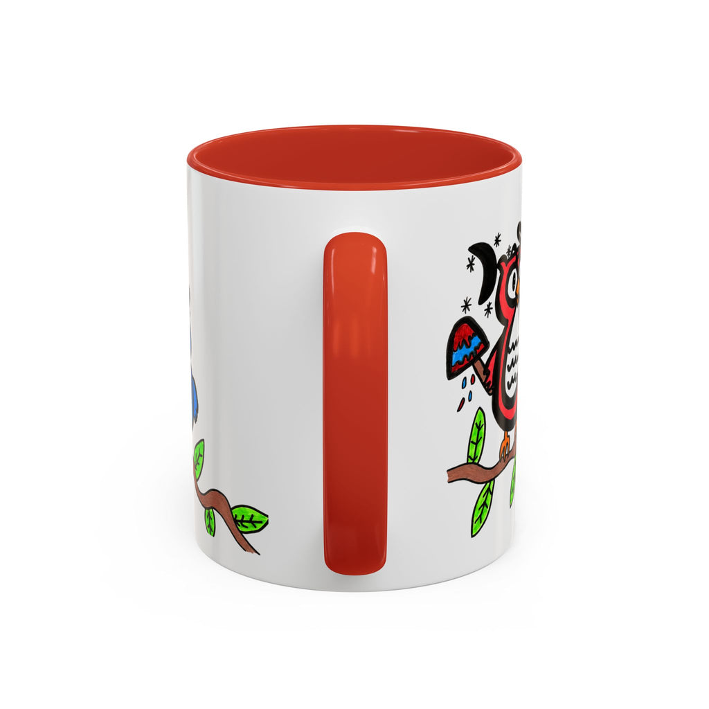 Hand-Drawn Patriotic Owls on a Branch Mug | Accent Coffee Mug 11oz 15oz
