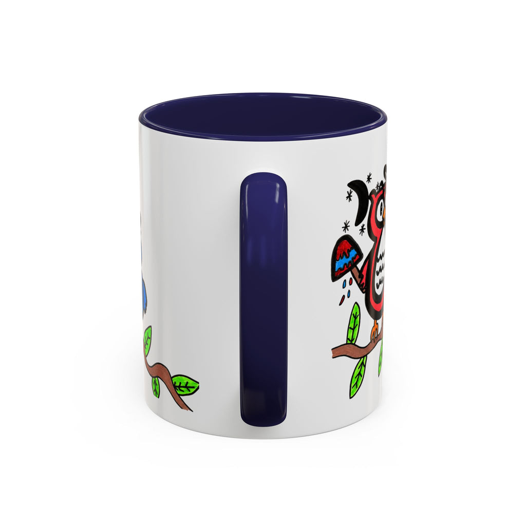 Hand-Drawn Patriotic Owls on a Branch Mug | Accent Coffee Mug 11oz 15oz