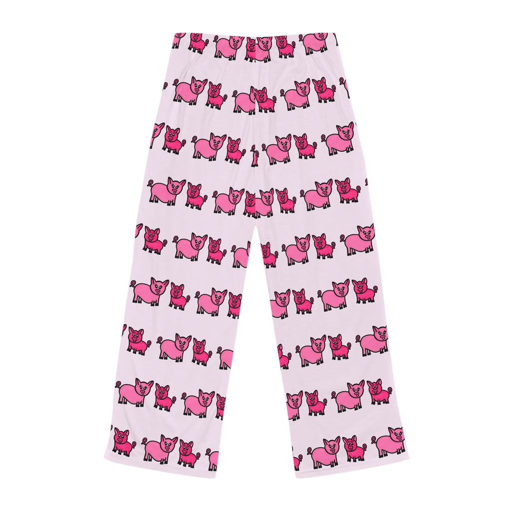 Hand-Drawn Cute Pink Pig Pattern Pajama Pants | All-Over Print Lounge Pants