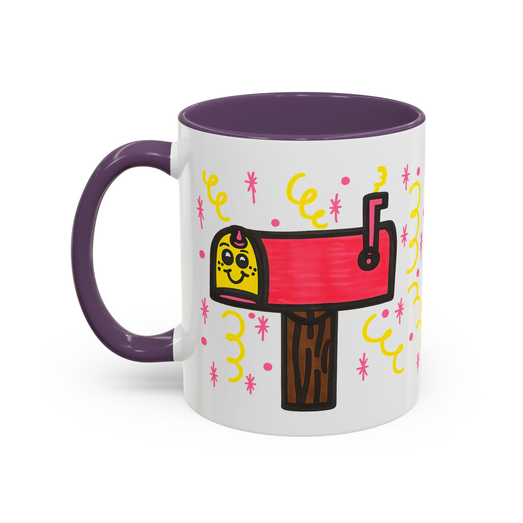 Hand-Drawn Cute Smiling Mailbox Mug | Accent Coffee Mug