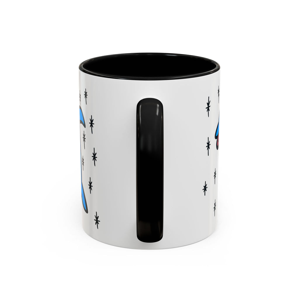 Hand-Drawn Cute Blue Dolphin Mug | Cartoon Dolphin Coffee Mug, Accent Inner Color