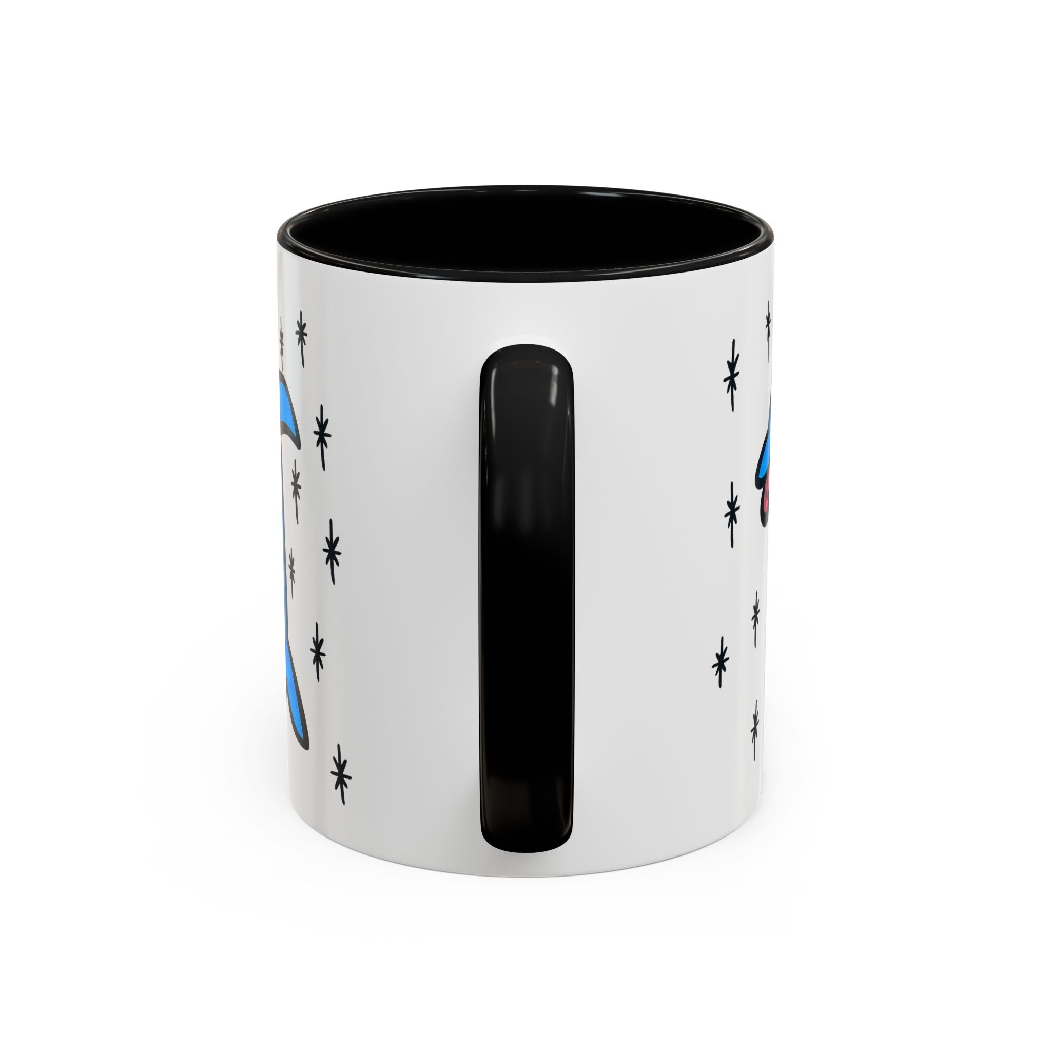 Hand-Drawn Cute Blue Dolphin Mug | Cartoon Dolphin Coffee Mug, Accent Inner Color