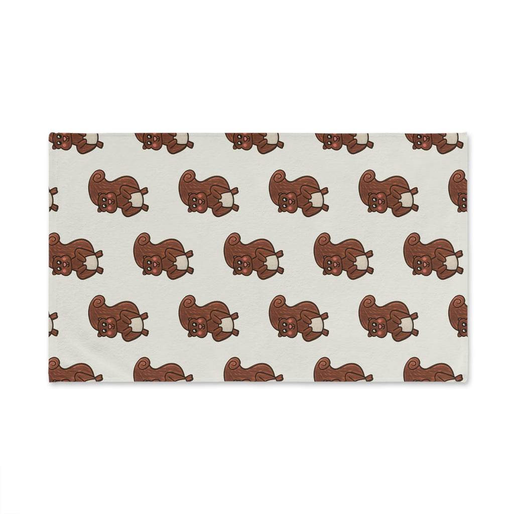 Hand-Drawn Cartoon Squirrel Pattern Hand Towel | Cute Brown Squirrel Design